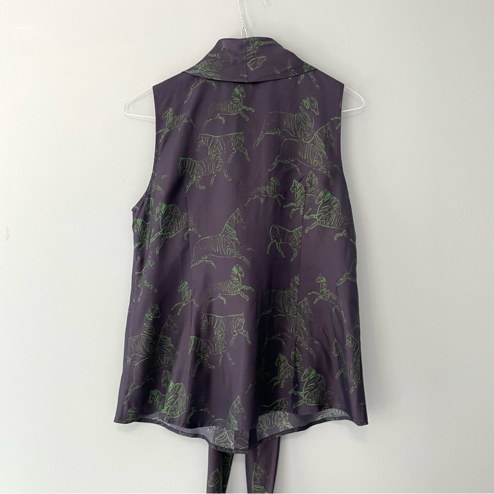 ELIZABETH MCKAY Sleeveless Bow Zebra Print Blouse - Picture 4 of 8